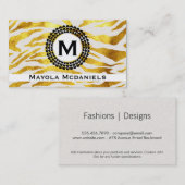 Monogram | Zebra Print (goud) Visitekaartje (Voorkant / Achterkant)