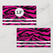 Monogram | Zebra Print (hot roze) Visitekaartje (Voorkant / Achterkant)