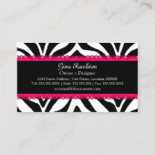 Monogram Zebra Print & Pink Lace Visitekaartje (Achterkant)