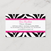 Monogram Zebra Print & Pink Lace Visitekaartje (Achterkant)