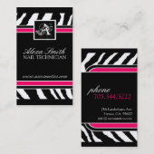 Monogram Zebra Print Visitekaartje (Voorkant / Achterkant)
