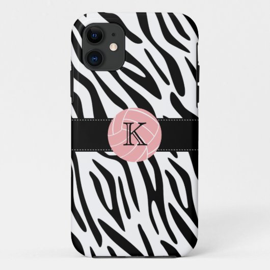 Monogram Zebra Print Volleyball iPhone 5 Hoesje (Achterkant)
