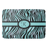Monogram Zebra print zwart en Blauwgroen Turquoise Badmat (Voorkant)