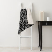 Monogram Zebra Print Zwart en Grijs Zilver Sherpa Deken (In situ)