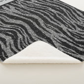 Monogram Zebra Print Zwart en Grijs Zilver Sherpa Deken (3/4)