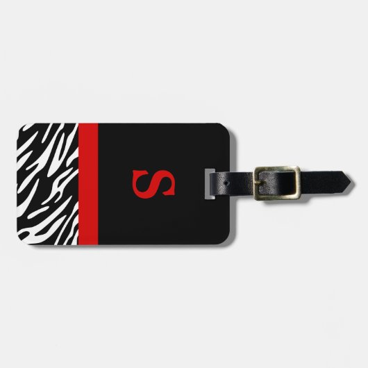 Monogram Zebra Stripe met rood Bagagelabel (Voorkant horizontaal)
