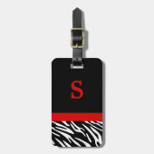 Monogram Zebra Stripe met rood Bagagelabel (Voorkant verticaal)