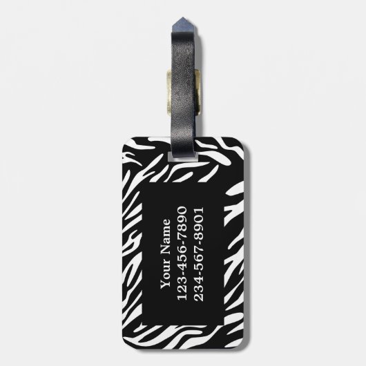 Monogram Zebra Stripe met rood Bagagelabel (Achterkant verticaal)