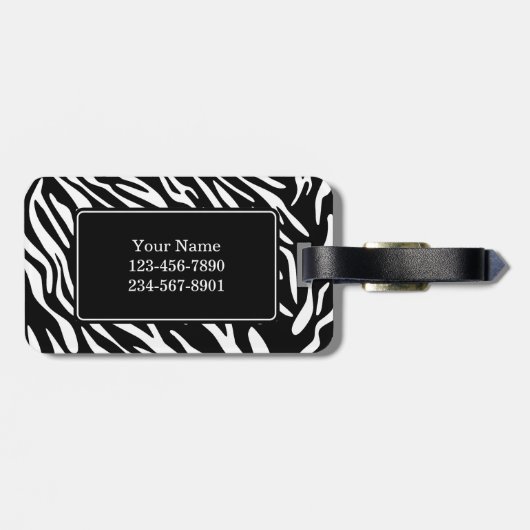 Monogram Zebra Stripe Roze VolleybalBagagelabel Bagagelabel (Achterkant horizontaal)