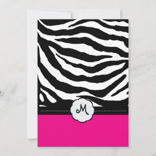 Monogram/Zebra Stripes Wedding Invitting Kaart
