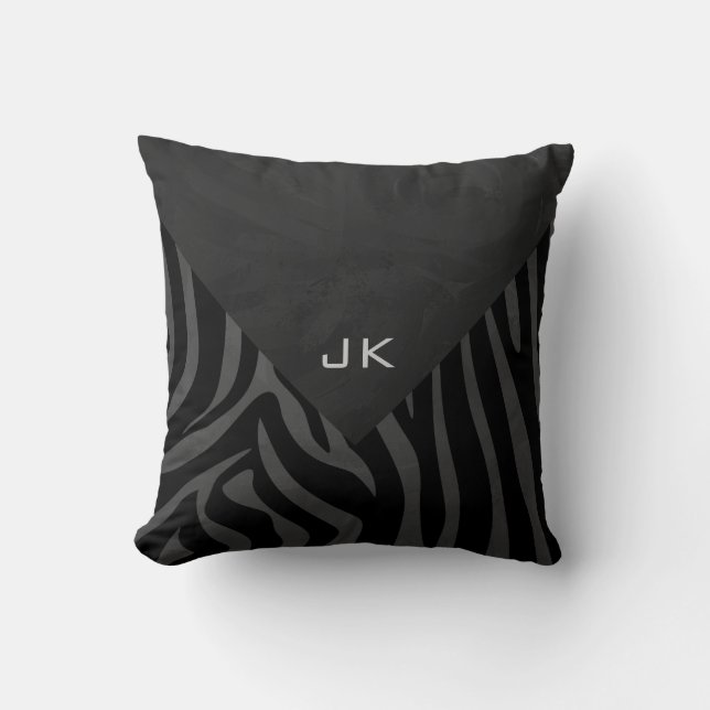 Monogram Zebra zwart en grijs Kussen (Voorkant)