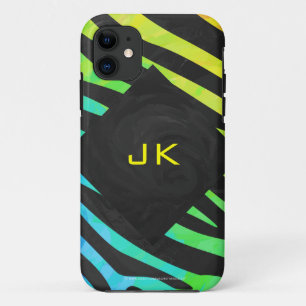 Monogram Zebra, zwart en regenboogdruk iPhone 11 Hoesje