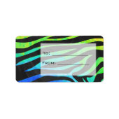 Monogram Zebra, zwart en regenboogdruk Etiket (Voorkant)