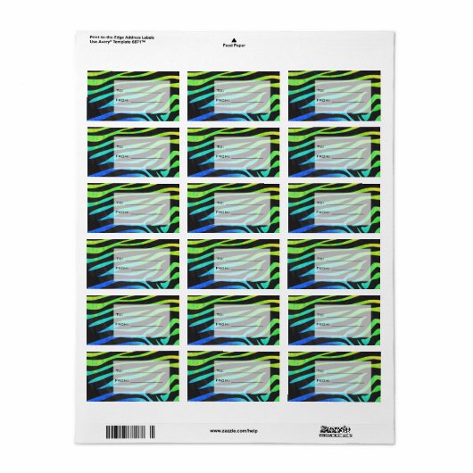Monogram Zebra, zwart en regenboogdruk Etiket (Full Sheet)