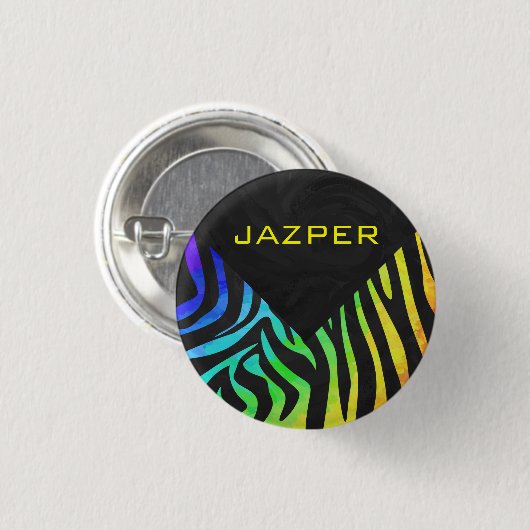 Monogram Zebra, zwart en regenboogdruk Ronde Button 3,2 Cm (Voorkant /achterkant)