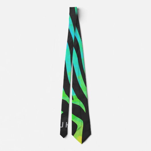 Monogram Zebra, zwart en regenboogdruk Stropdas (Achterkant)