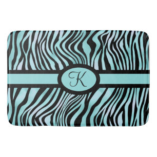 Monogram zebraprint zwart en turquoise  badmat