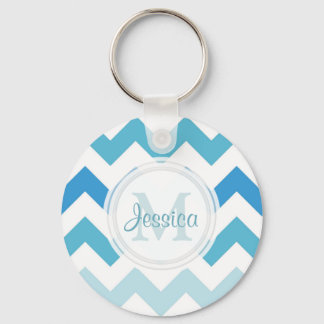 Monogram Zee Blue Chevron Sleutelhanger