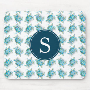Monogram Zee schildpad turquoise blauw Muismat