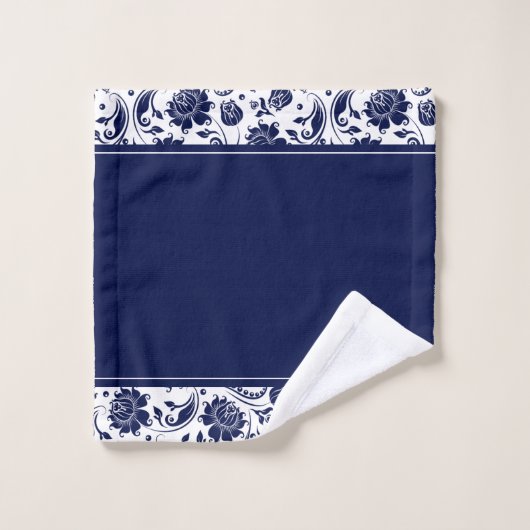 Monogram zeeblauw en witte damkers 2 bad handdoek (Wasdoekje)