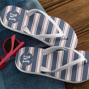 Monogram zeemacht en rode zomerstap teenslippers