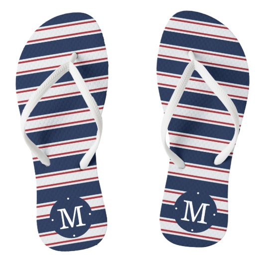 Monogram zeemacht en rode zomerstap teenslippers (Voetbed)