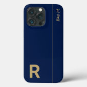 Monogram zeemacht & goudhoudend modern Initiaal Case-Mate iPhone Case (Achterkant)