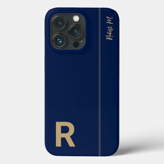 Monogram zeemacht & goudhoudend modern Initiaal Case-Mate iPhone Case (Achterkant)