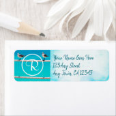 Monogram zeemeeuw vogels foto modern script adres etiket (Insitu)