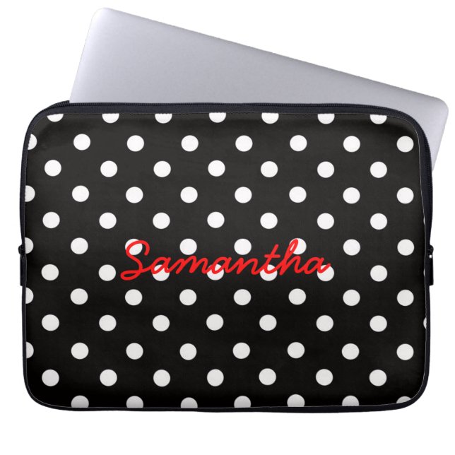 Monogram zeer dun zwart-wit pols laptop sleeve (Voorkant)