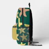 Monogram zeester Groen Beige Modern Bedrukte Rugzak (Rechts)