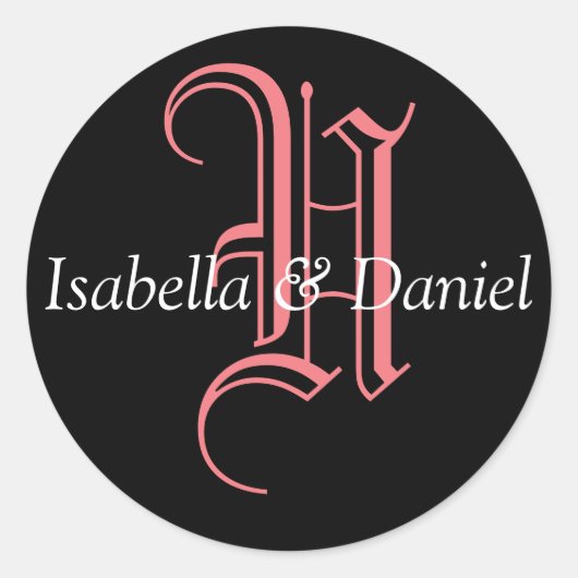 Monogram zegelmonogram ronde sticker (Voorkant)