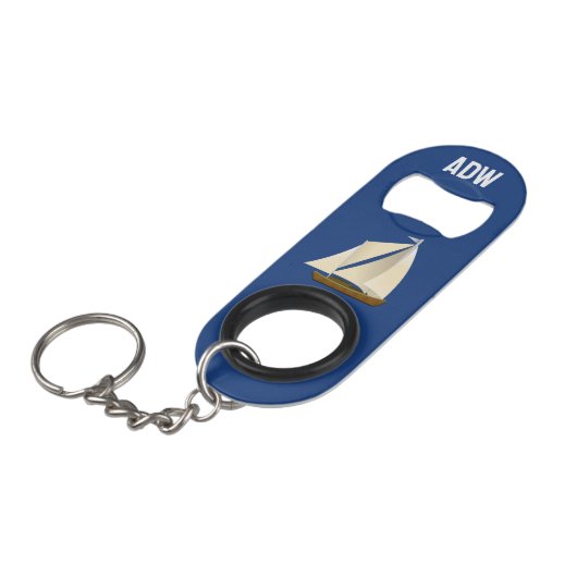 Monogram zeilboot mini flessenopener (Voorkant Gekanteld)