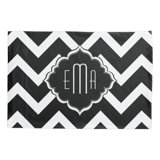 Monogram Zigzag Chevron Patroon Kussensloop (Achterkant)
