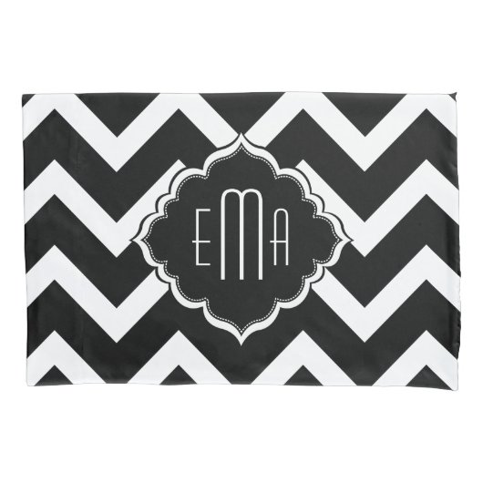 Monogram Zigzag Chevron Patroon Kussensloop (Voorkant)