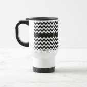 Monogram Zigzag Travel Mug: Zwarte, witte Chevrons Reisbeker (Links)