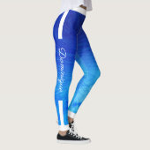 Monogram zijstrepen op gradiënt blauwe grunge leggings (Rechts)