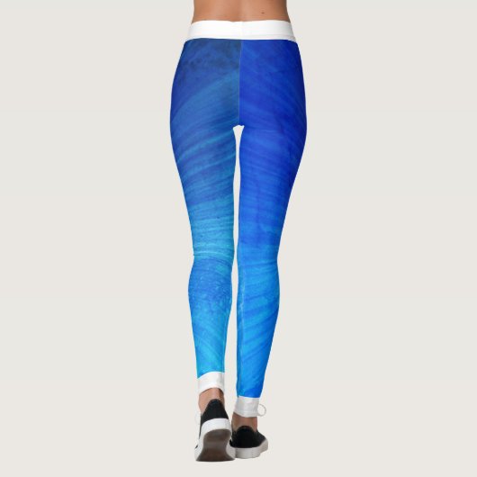Monogram zijstrepen op gradiënt blauwe grunge leggings (Achterkant)