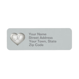 Monogram zillver Glass Heart Etiket