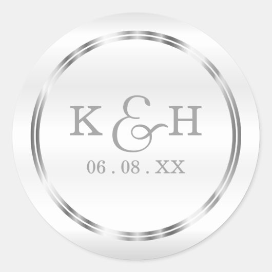 Monogram Zilver en Witte Ronde Etiketten (Voorkant)