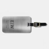 Monogram Zilver Geborsteld Metallic Elegant Bagagelabel (Voorkant horizontaal)