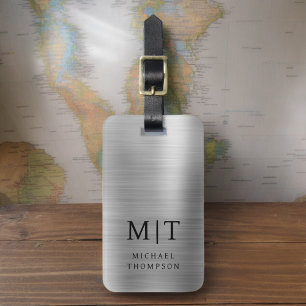 Monogram Zilver Geborsteld Metallic Elegant Bagagelabel
