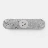 Monogram Zilver Stardust Glitter op Silver Burlap Skateboard (Horizontaal)