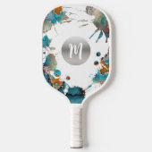 Monogram Zilver Turquoise Sinaasappel Abstract Spl Pickleball Paddle (Voorkant)