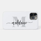 Monogram zilver wit zwart persoonlijk Case-Mate iPhone case (Achterkant (horizontaal))