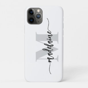 Monogram zilver wit zwart persoonlijk iPhone 11 pro hoesje