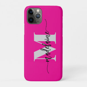 Monogram Zilver Zwart Roze Personal iPhone 11 Pro Hoesje