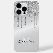Monogram zilveren druppelaar Glitter Metallic Plat Case-Mate iPhone Case (Achterkant)