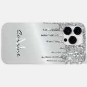 Monogram zilveren druppelaar Glitter Metallic Plat Case-Mate iPhone Case (Achterkant (horizontaal))