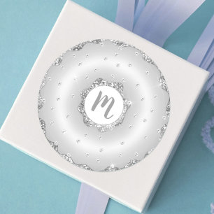Monogram zilveren glitter donut glam juwelen vet ronde sticker
